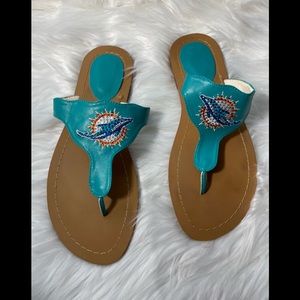 Dolphin sandals aqua new size 11 women’s with some bling of the dolphin logo
